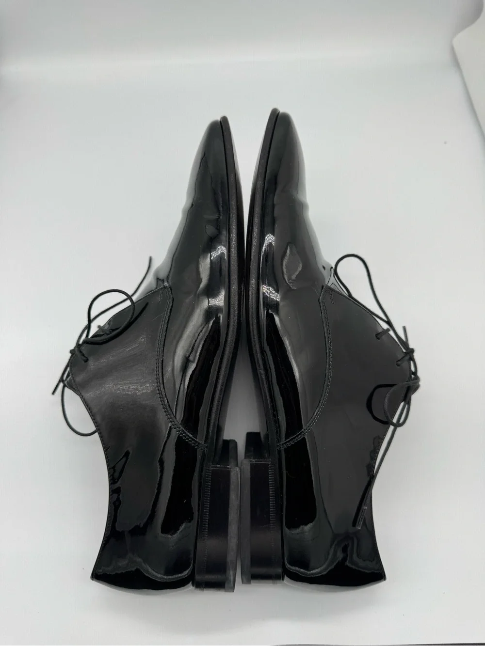 Salvatore Ferragamo Patent Leather Tuxedo Oxfords Black Formal Shoes 10.5 EE